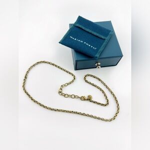 Waxing Poetic Brass Oval Rolo Chain Necklace Brass 18-20” with Pouch and Box